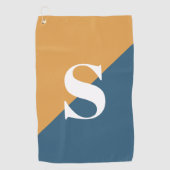 Serviette De Golf Jaune Moutarde Bleu Marine Monogramme (Devant)
