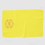 Serviette de golf jaune personnalisée avec initial (Horizontal)