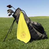 Serviette de golf jaune personnalisée avec initial (Vert)