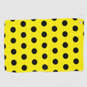 Serviette de golf jaune vif à motif de points noir (Horizontal)