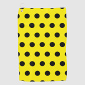 Serviette de golf jaune vif à motif de points noir (Devant)
