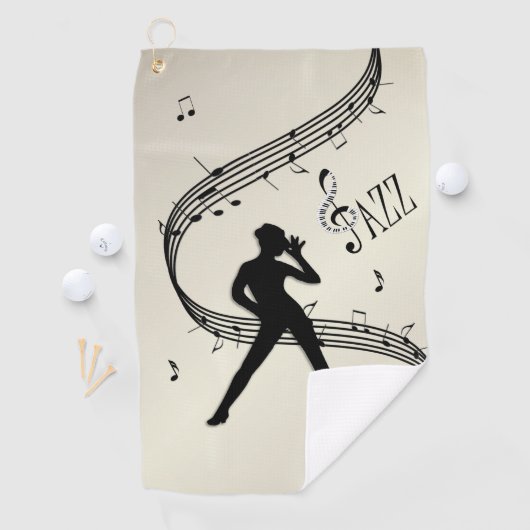 Serviette De Golf Jazz Dance Golden Music Golf Towel (En situation)