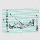 Serviette De Golf "Je golf donc je suis" Personnalisé Funny (Horizontal)