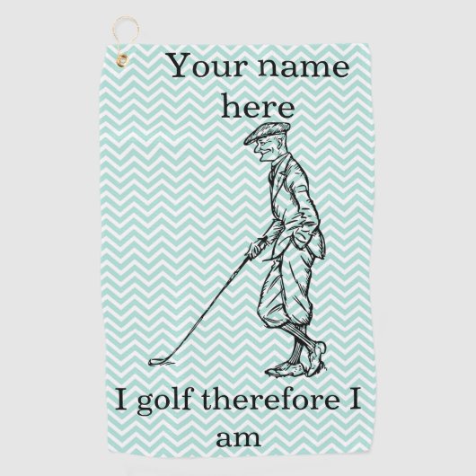 Serviette De Golf "Je golf donc je suis" Personnalisé Funny (Devant)