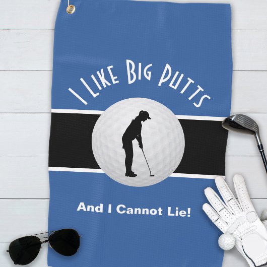 Serviette De Golf Je préfère les longs putts Drôle Golfeuse Bleue