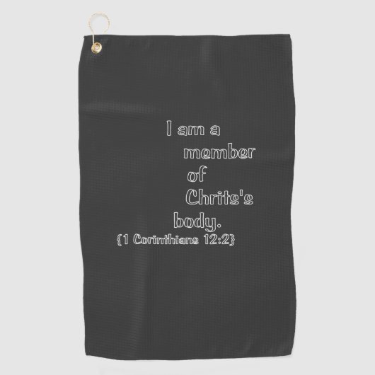 SERVIETTE DE GOLF JE SUIS MEMBRE DU CORPS DU CHRIST. (Devant)