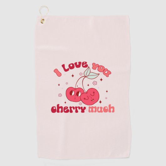 Serviette De Golf Je T'Aime Beaucoup Cherry (Devant)