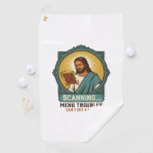 Serviette De Golf Jésus Code QR flou ne scannera pas Menu Humour Tec (En situation)