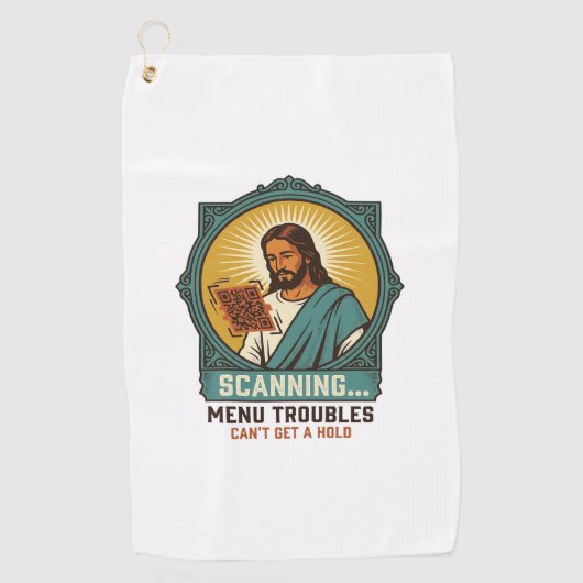 Serviette De Golf Jésus Code QR flou ne scannera pas Menu Humour Tec (Devant)