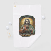 Serviette De Golf Jésus Fond noir Couverture de webcam oubliée Virtu (En situation)
