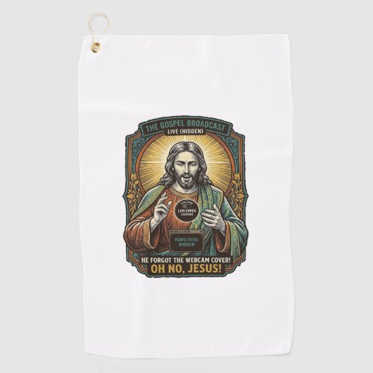 Serviette De Golf Jésus Fond noir Couverture de webcam oubliée Virtu (Devant)