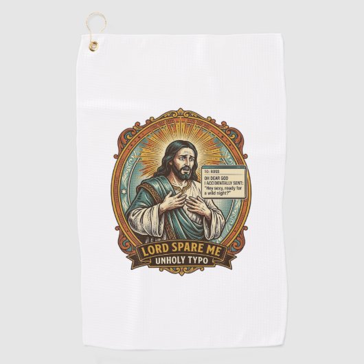 Serviette De Golf Jésus Mauvaise Message Autocorrect Patron Embarras (Devant)