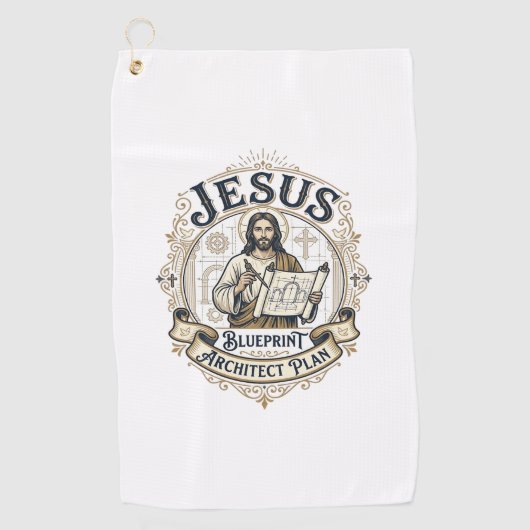 Serviette De Golf Jésus Plan Architecte Blueprint Jésus Plan Archite (Devant)