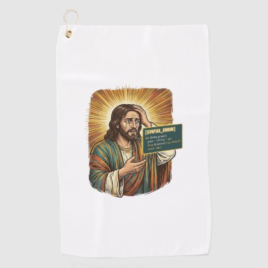 Serviette De Golf Jésus pleurant Erreur de syntaxe Codage Programmeu (Devant)