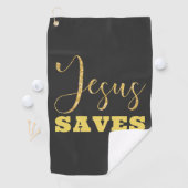 Serviette De Golf Jesus Saves Yellow Gold Parties scintillant (En situation)