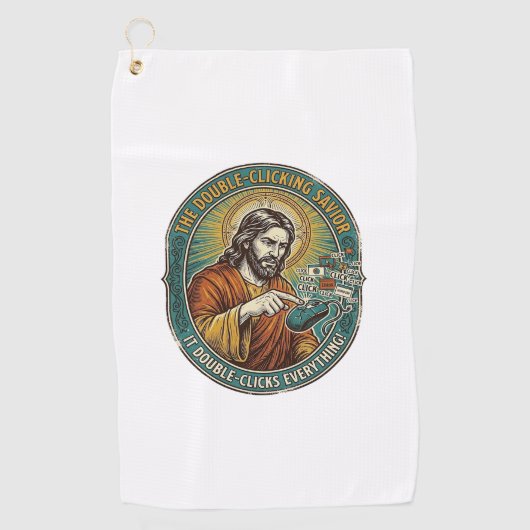 Serviette De Golf Jésus Souris Double Clic Cassée Bureau IT Tech (Devant)