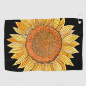 Serviette De Golf Joli Boho Art Aquarelle Jaune Tournesol (Horizontal)