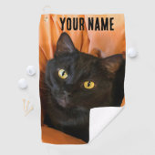 Serviette De Golf Joli chat noir (En situation)