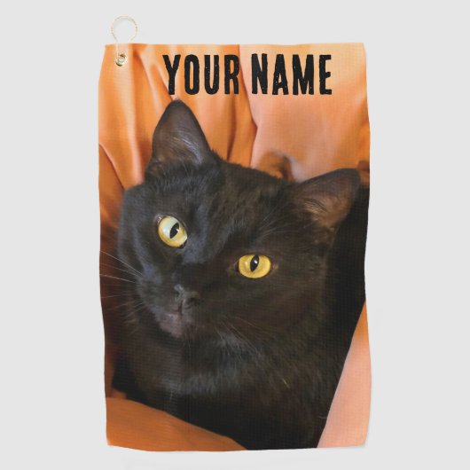 Serviette De Golf Joli chat noir (Devant)