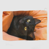 Serviette De Golf Joli Chat Noir (Horizontal)