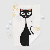 Serviette De Golf Joli Chat Noir Élégant Golfeur Branché (En situation)