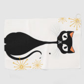 Serviette De Golf Joli Chat Noir Élégant Golfeur Branché (Horizontal)