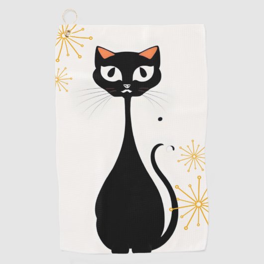 Serviette De Golf Joli Chat Noir Élégant Golfeur Branché (Devant)