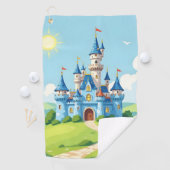 Serviette De Golf Joli château bleu et blanc (En situation)