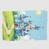 Serviette De Golf Joli château bleu et blanc (Horizontal)