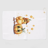 Serviette De Golf Joli Citrouille de poussette Halloween (Horizontal)