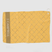 Serviette De Golf Joli Daffodil Gold Quatrefoil Personnalisé (Horizontal)