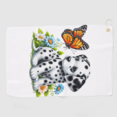 Serviette De Golf Joli(e) ami(e) dalmate/papillon (Horizontal)