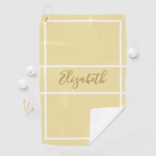 Serviette De Golf Joli jaune simple avec nom personnalisé dames (En situation)
