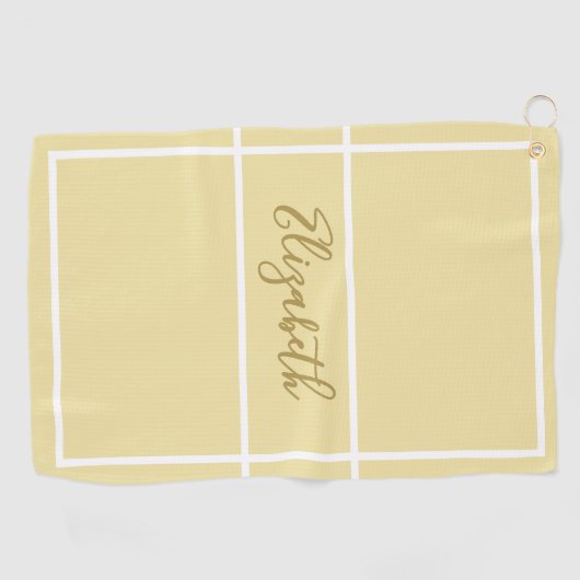 Serviette De Golf Joli jaune simple avec nom personnalisé dames (Horizontal)