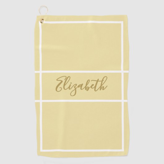 Serviette De Golf Joli jaune simple avec nom personnalisé dames (Devant)
