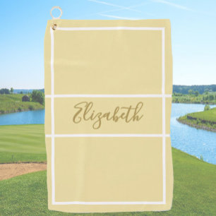 Serviette De Golf Joli jaune simple avec nom personnalisé dames