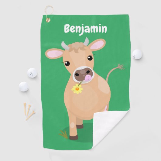 Serviette De Golf Joli joli maillot de vache et dessin de fleurs (En situation)