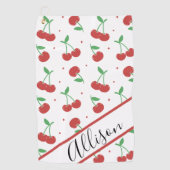 Serviette De Golf Joli Moderne Cerises Rouges Élégant Monogramme (Devant)