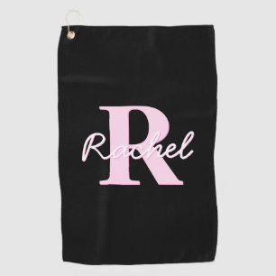 Serviette De Golf Joli monogramme personnalisable Rose clair et no