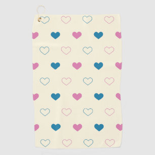 Serviette De Golf Joli motif de cœur simple bleu rose crème
