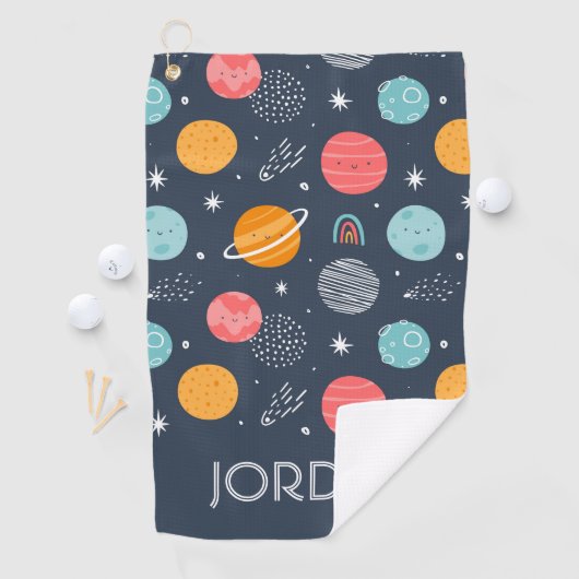 Serviette De Golf Joli Motif Planète Souriante (En situation)