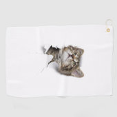 Serviette De Golf Joli mur de trou de chaton chat (Horizontal)