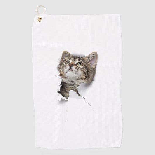 Serviette De Golf Joli mur de trou de chaton chat (Devant)