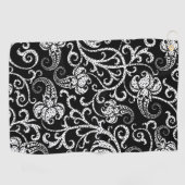 Serviette De Golf Joli noir dalmate fleurs arrière - plan design lum (Horizontal)