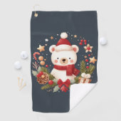 Serviette De Golf Joli ours de Noël/d'hiver en couronne (En situation)