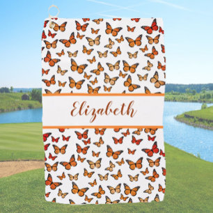 Serviette De Golf Joli papillon monarque orange avec nom personnalis