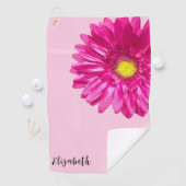 Serviette De Golf Joli rose fleur marguerite nom personnalisé (En situation)