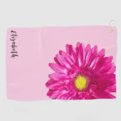 Serviette De Golf Joli rose fleur marguerite nom personnalisé (Horizontal)