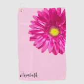 Serviette De Golf Joli rose fleur marguerite nom personnalisé (Devant)