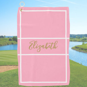Serviette De Golf Joli rose simple avec nom personnalisé dames